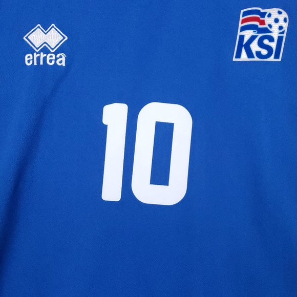 Authentic Iceland National Team Osk #10 Fyrir Island KSI Errea Soccer Jersey - Picture 2 of 12
